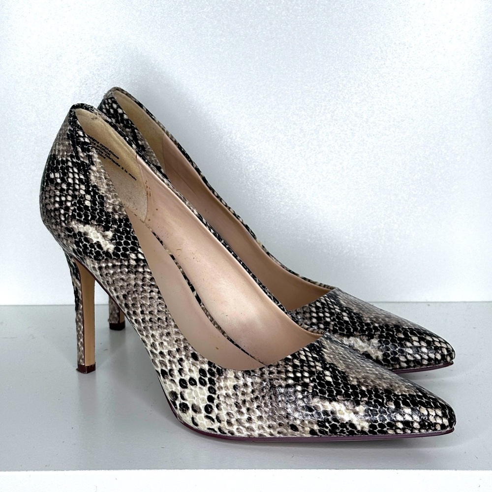 Nine West beige snake skin mid pumps. Barely worn.